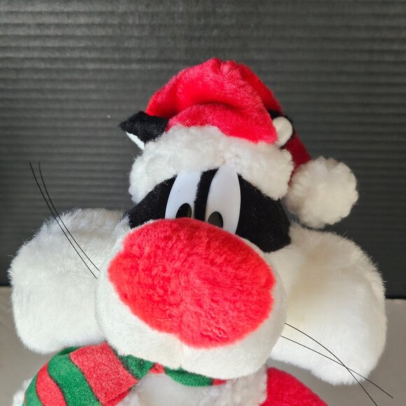 Vintage 1998 Looney Tunes Sylvester Cat Santa Plush 15 Inch Holiday Plush - Picture 8 of 9
